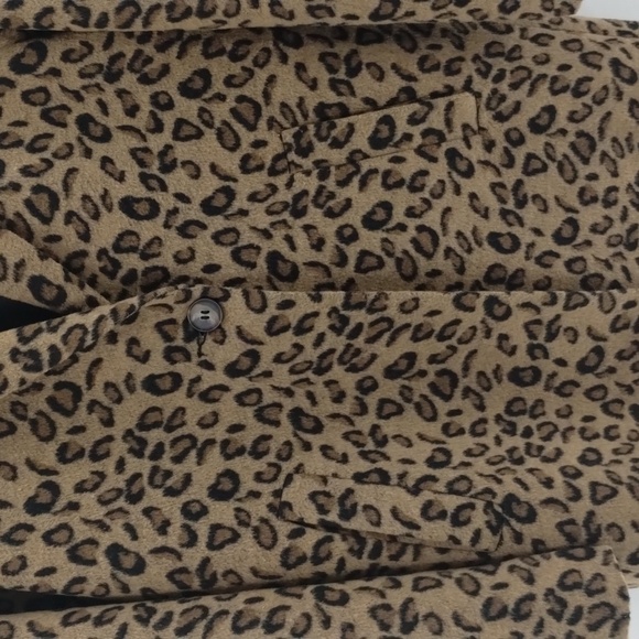Ellison one button coat jacket size large fleece feel with pockets animal print - Picture 4 of 11